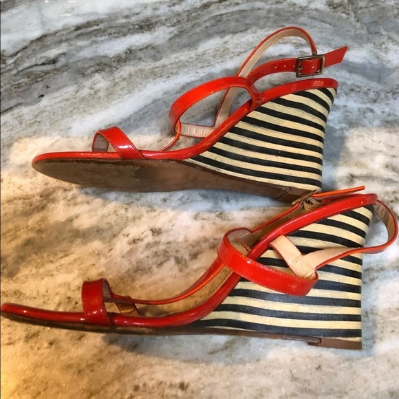 KATE SPADE PATENT LEATHER WEDGES 9 ORANGE - Picture 7 of 8